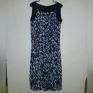 Perceptions Black and Blue Geometric Maxi Dress